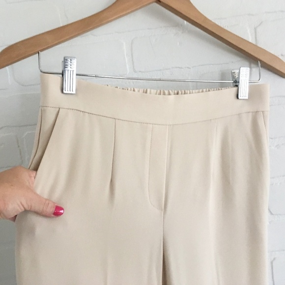 Aritzia Babaton Pants Full lenght Cream Minimalist Old Money Darted Pockets Sz 4 - Picture 6 of 14